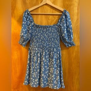 Reformation Floral Blue Dress